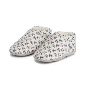 Anchor Cotton Baby Shoe - White And Black