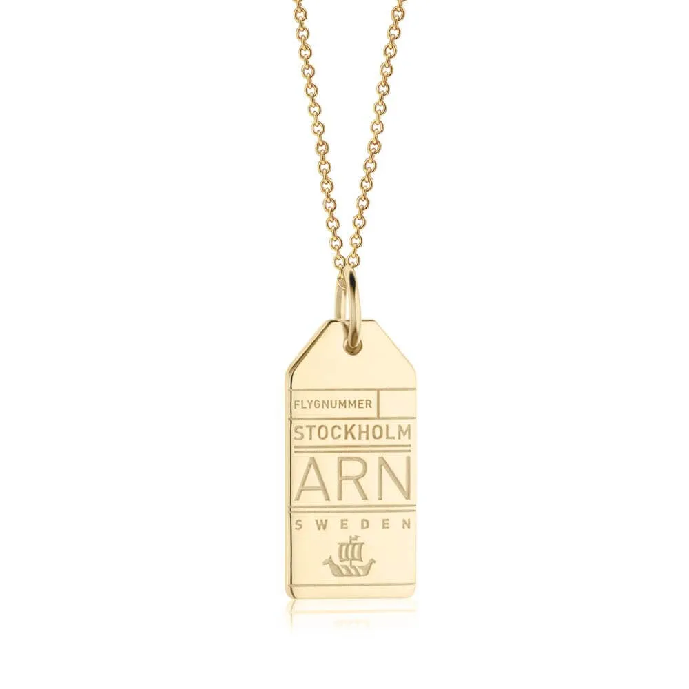 Stockholm Sweden ARN Luggage Tag Charm Gold